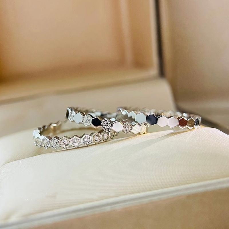 Anéis de ouro rosa Sier para mulheres, finos e empilháveis, em formato de favo de mel, joias para casamento, eternidade, sem caixa_voghion.com