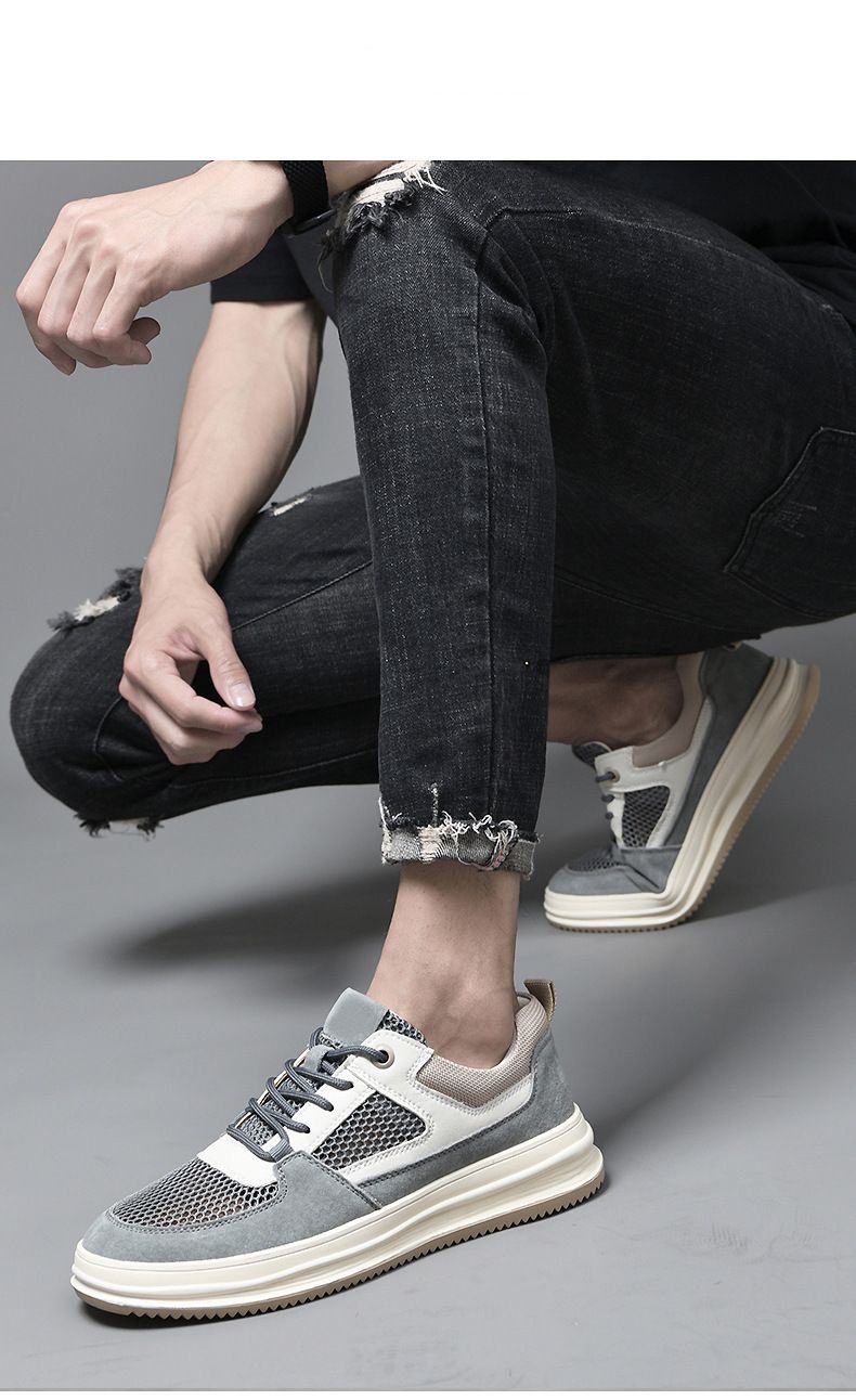 Mesh Pigskin Men's Shoes Men's Mesh Sports And Leisure Retro Board Shoes Men_voghion.com