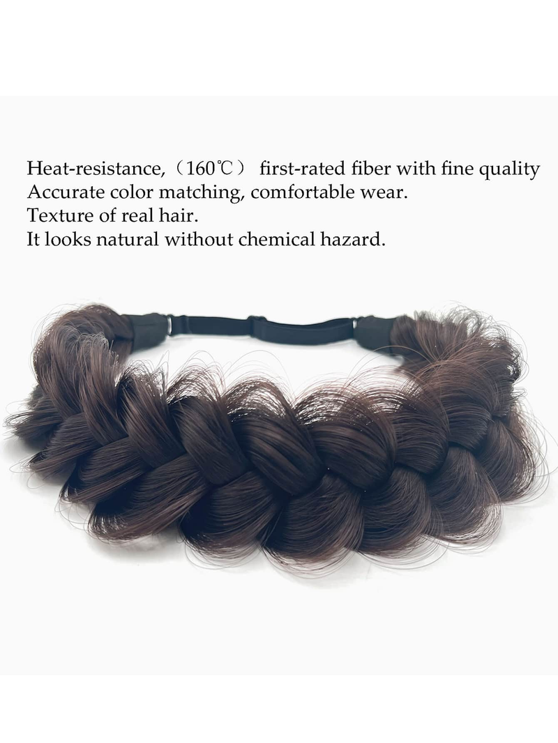 1 gab. tīras, ar rokām adītas bizes parūka, sintētiskas bizes, savītas, elastīgas ar regulējamu jostu, pītas galvas saites, matu pieaudzējums_voghion.com