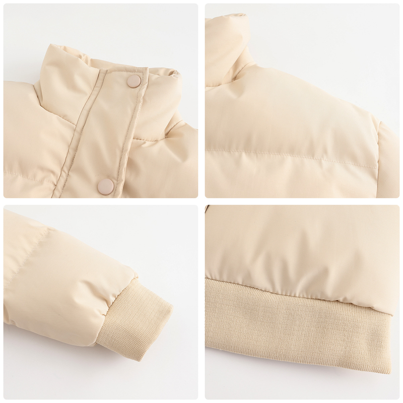 Women's short cotton-padded jacket women's long-sleeved high-necked warm coat_voghion.com