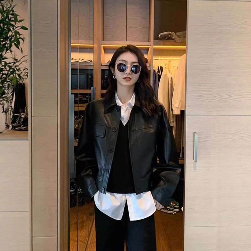 Trendy Brown For Women Spring Autumn 2025 New Fashion Short Leather Jacket High-end Small Size_voghion.com