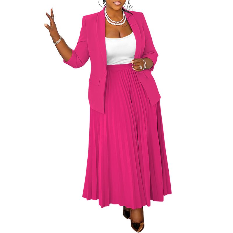 Ropa de mujer Moda Casual Ropa profesional Traje de dama Traje de falda plisada_voghion.com
