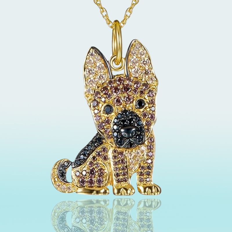 Collana con ciondolo esplosivo a forma di pastore tedesco, alla moda e squisita, con cane da compagnia dei cartoni animati_voghion.com