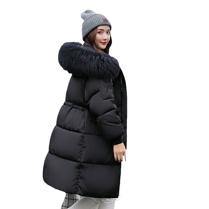 Giù e stile lungo da donna, colletto in pelliccia grande, giacca, nuova versione coreana, giacca in cotone spesso_voghion.com