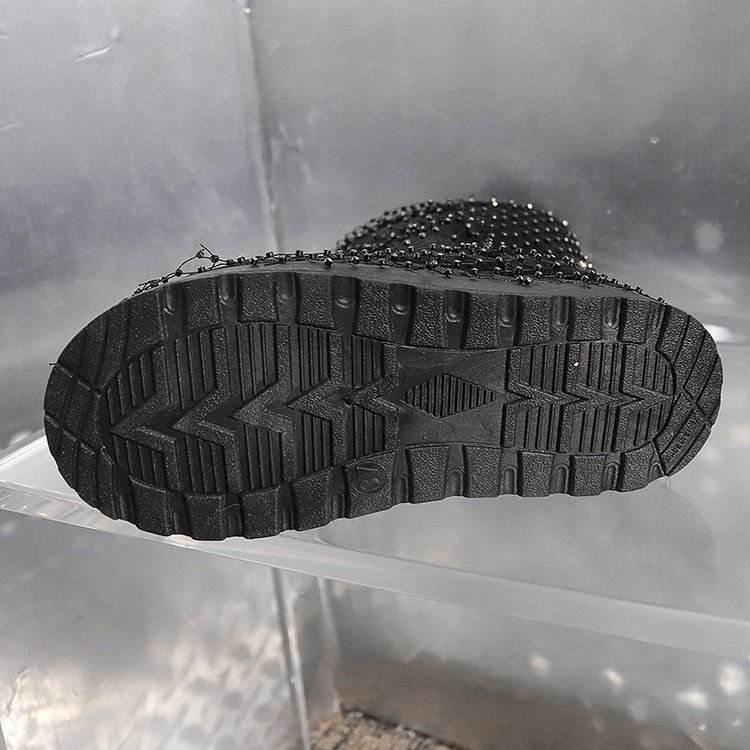 Nieuwe oversized sneeuwlaarzen met dikke zool en strass voor dames in de herfst/winter van 2025, modieuze en veelzijdige casual korte laarzen_voghion.com