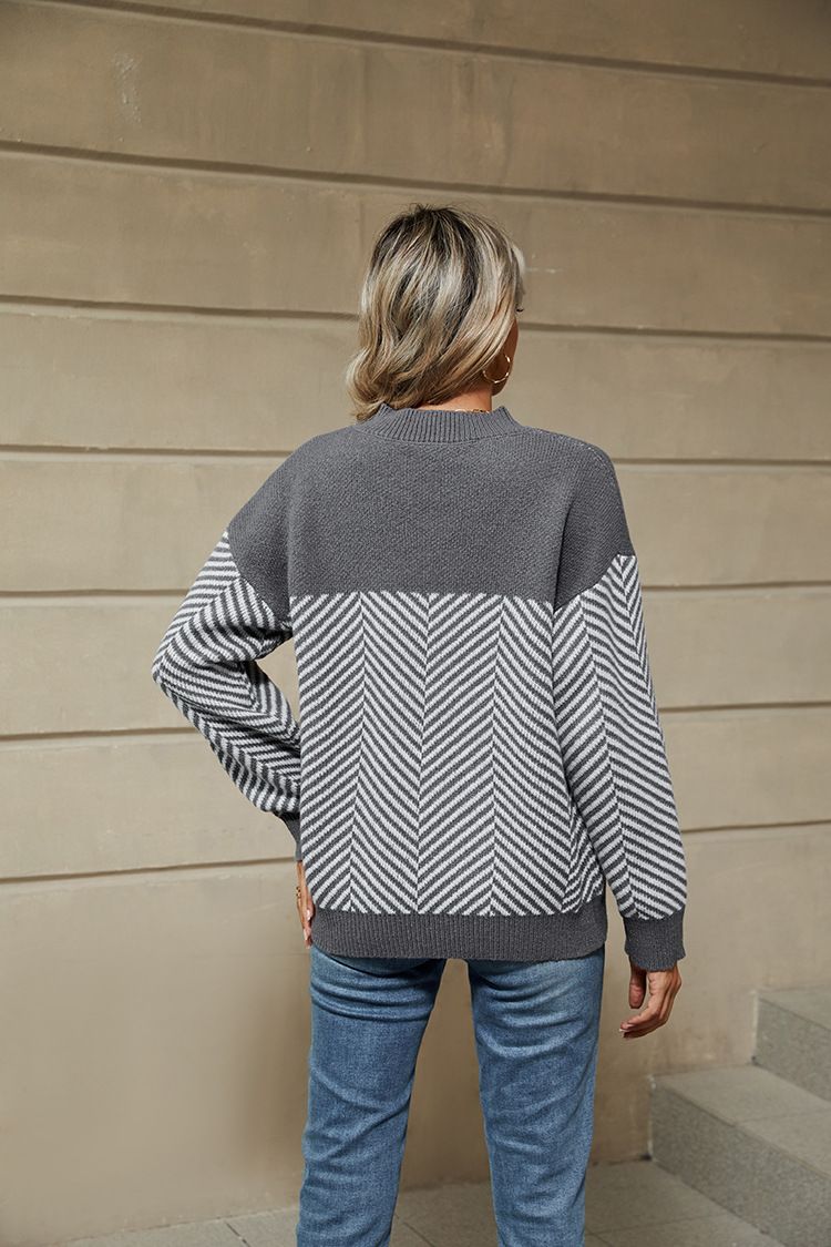 Halloween Dark Wind Loose Pullover Sweater Solid Color Strap Long Sleeve Knitted Sweater_voghion.com
