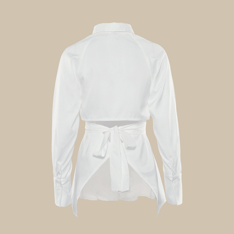 Nieuw herfstoverhemd in Franse stijl met lange mouwen en holle rug zonder bandjes in de taille voor dames_voghion.com