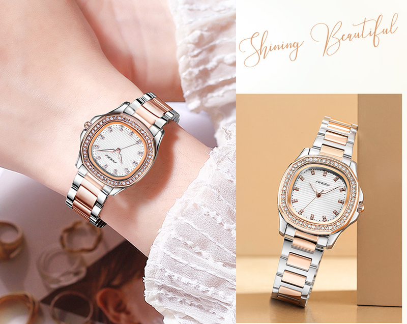 Sinobi women's watch women's high-looking Nautilus diamond square watch retro luminous steel band cross-border watch women_voghion.com