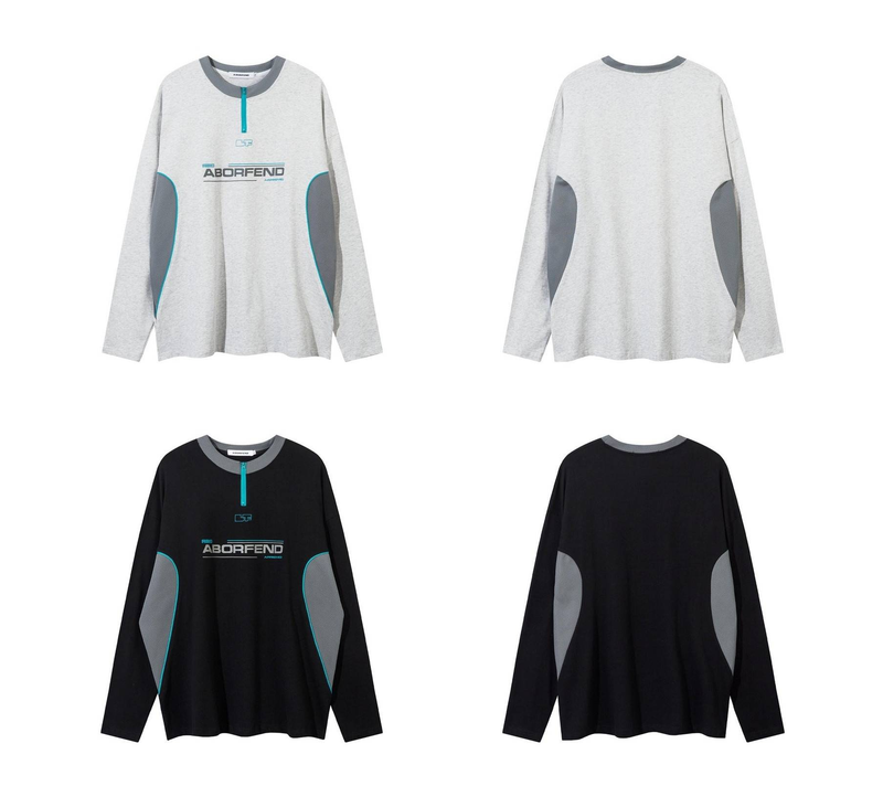 Vêtements pour hommes Bf.Borfend Coutures de couleur contrastée Respirant Séchage rapide Cyclisme Sports de plein air Manches longues Fermeture éclair Combinaison d'entraînement T-shirt_voghion.com