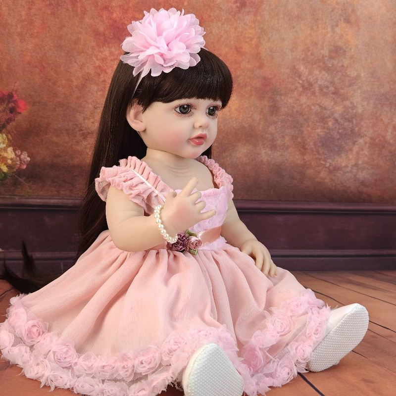 22 inch vinil moale simulare păpușă 55CM fată prințesă însoțitoare lavabilă renăscut bebeluș jucărie copii ziua de naștere cadou de Crăciun_voghion.com