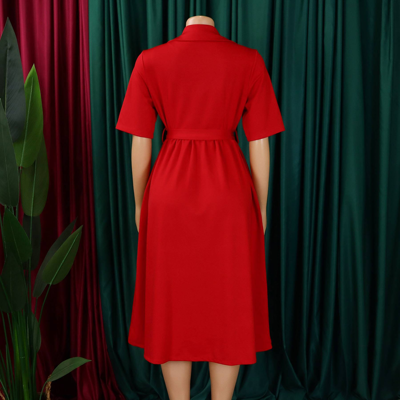 A-Linn Plisséiert Kleeder fir Fraen, erofgeknäppt V-Ausschnëtt, hallefärmeleg, elegant, zougeknäppt a mat Tailleriem, Fraekleeder, modest Summer, nei_voghion.com