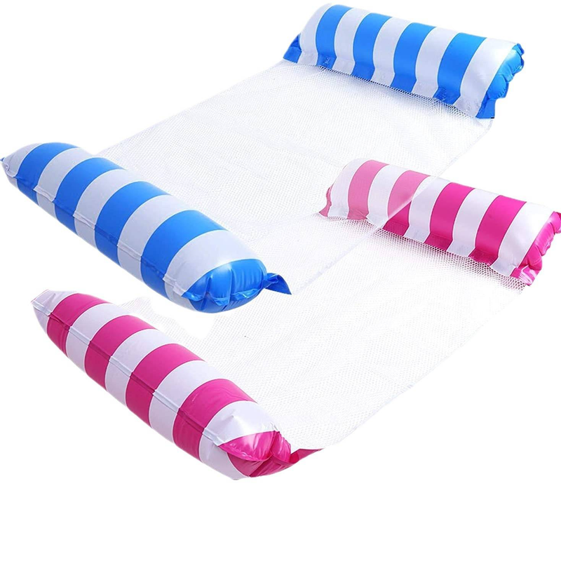 Esteira flutuante inflável de 3 tubos com encosto de malha dobrável, boia de piscina para adultos, jangada resistente para piscina de praia e lago_voghion.com