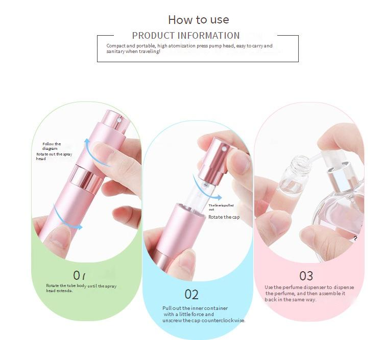 Flacone di profumo rotante da 8 ml, flacone di profumo con rivestimento in vetro, flacone spray cosmetico, flacone vuoto di profumo_voghion.com