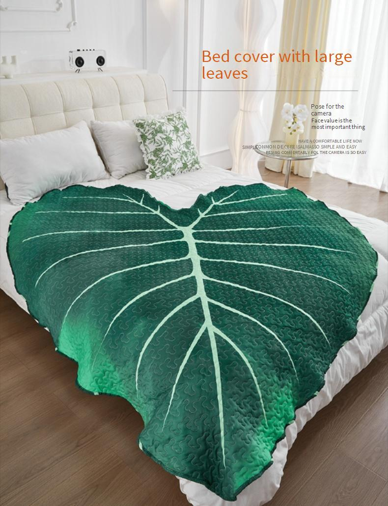 Ultrasonic Quilted Duvet Cover - Botanical Leaf Design With Anti-Slip Silicone Dots All-Season Bedding, Breathable &_voghion.com