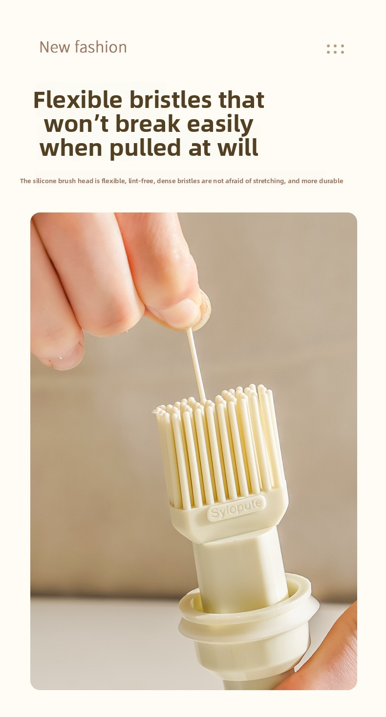 Flacone con spazzola per olio in silicone - Strumento multifunzione per cucina e barbecue (flacone in vetro con spazzola staccabile, design antigoccia, facile da pulire)_voghion.com
