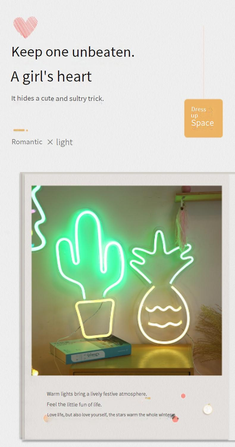 LED Neon Moon Heart Rainbow Star Creative Night Light For Bedroom Decor, Battery & USB Powered, Multiple Shapes (Lightning, Love, Unicorn)_voghion.com
