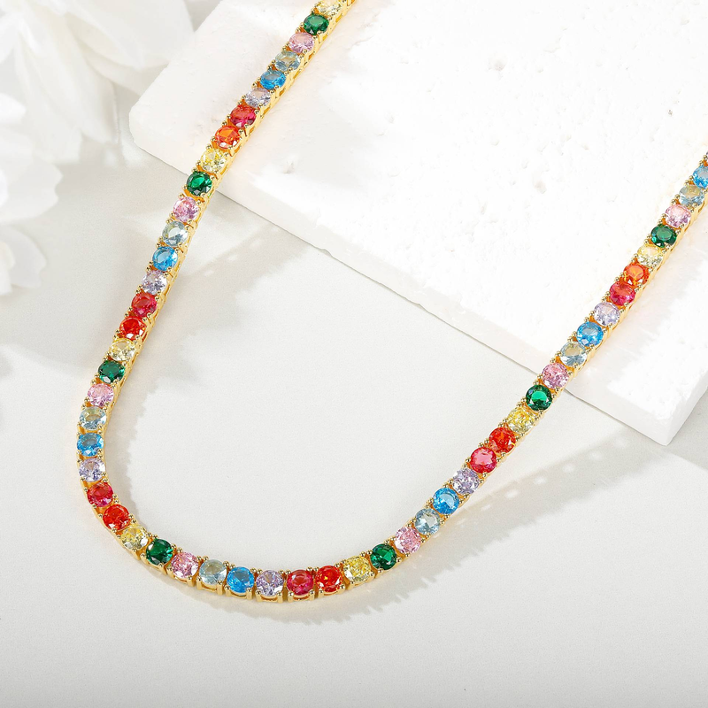 Collier tennis pour femme avec zircone cubique de 3 à 5 mm, élégante chaîne en laiton plaqué or, tendance au quotidien_voghion.com