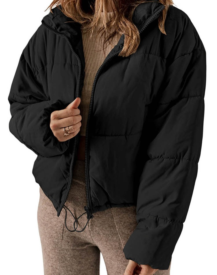 Women's Winter Fashion Coat - European Style Casual Jacket With Pockets, Warm Polyester Filling, Classic Stand Collar, Streetwear Outerwear_voghion.com