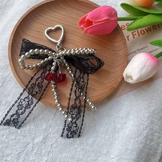 Damen Y2K Schleife Schlüsselanhänger Tasche Charm Band Metall Retro Accessoires_voghion.com