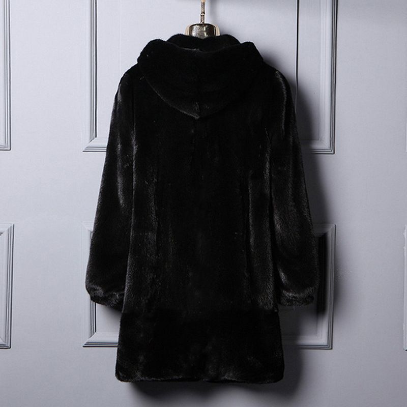 Cappotto lungo in pelliccia sintetica da donna – Giacca oversize con cappuccio e texture effetto visone (nero, S-9XL)_voghion.com