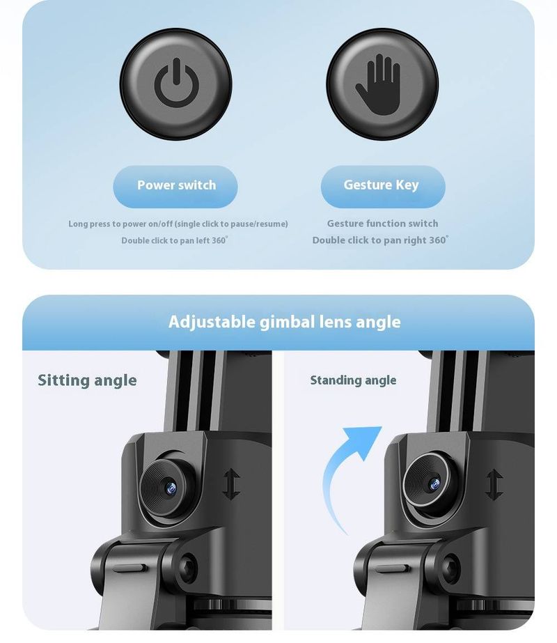 AI Tracking Selfie Stick Tripod With Bluetooth Remote, 1.6M Extendable Smart Phone Holder For Vlogging, Auto Face-Follow & 360° Rotation (Black)_voghion.com