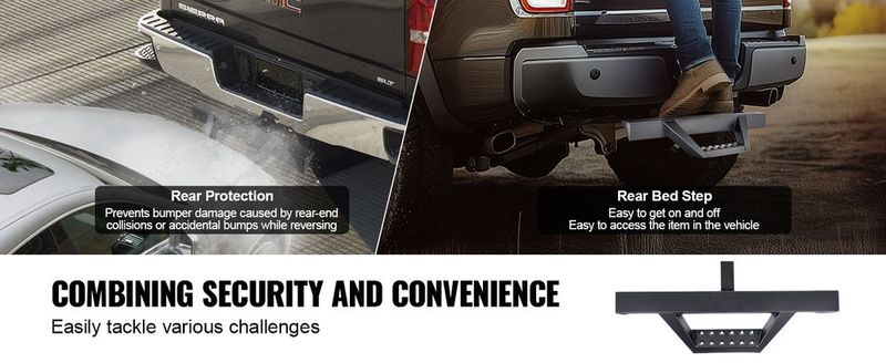VEVOR Hitch Step For 2" Receiver Universal Trailer Tow Rear Bumper Guard Steel_voghion.com