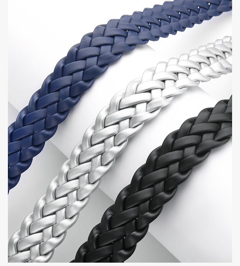 Geflochtener Damengürtel, geflochtener Retro-Gürtel für Damen mit lässigem Hosenkleid, dünner, lochfreier Damengürtel_voghion.com