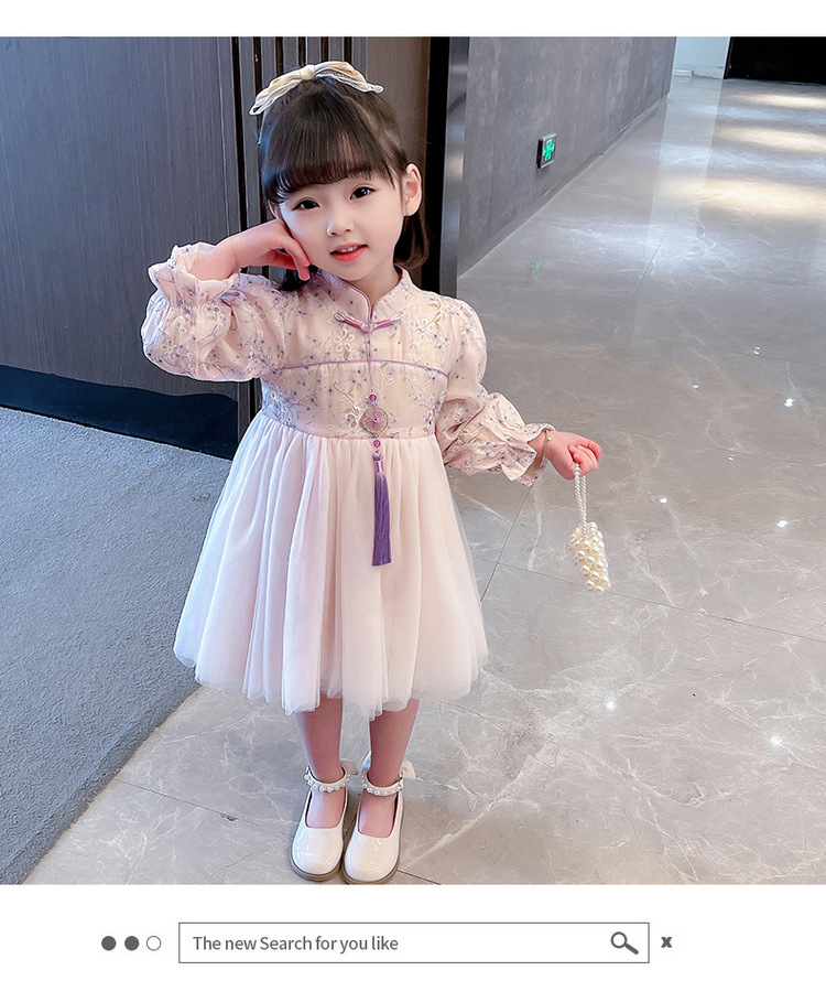 Girls' Long sleeved Hanging 2024 Spring New Western Fashionable Girl Baby Princess Dress Children's Clothing_voghion.com