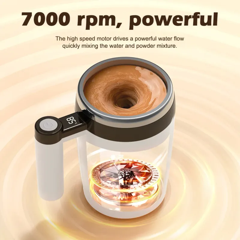 USB Rechargeable Stirring Coffee Mug - Stainless Steel Self Mixing Magnetic Cup Rotating 360° Stirrer_voghion.com