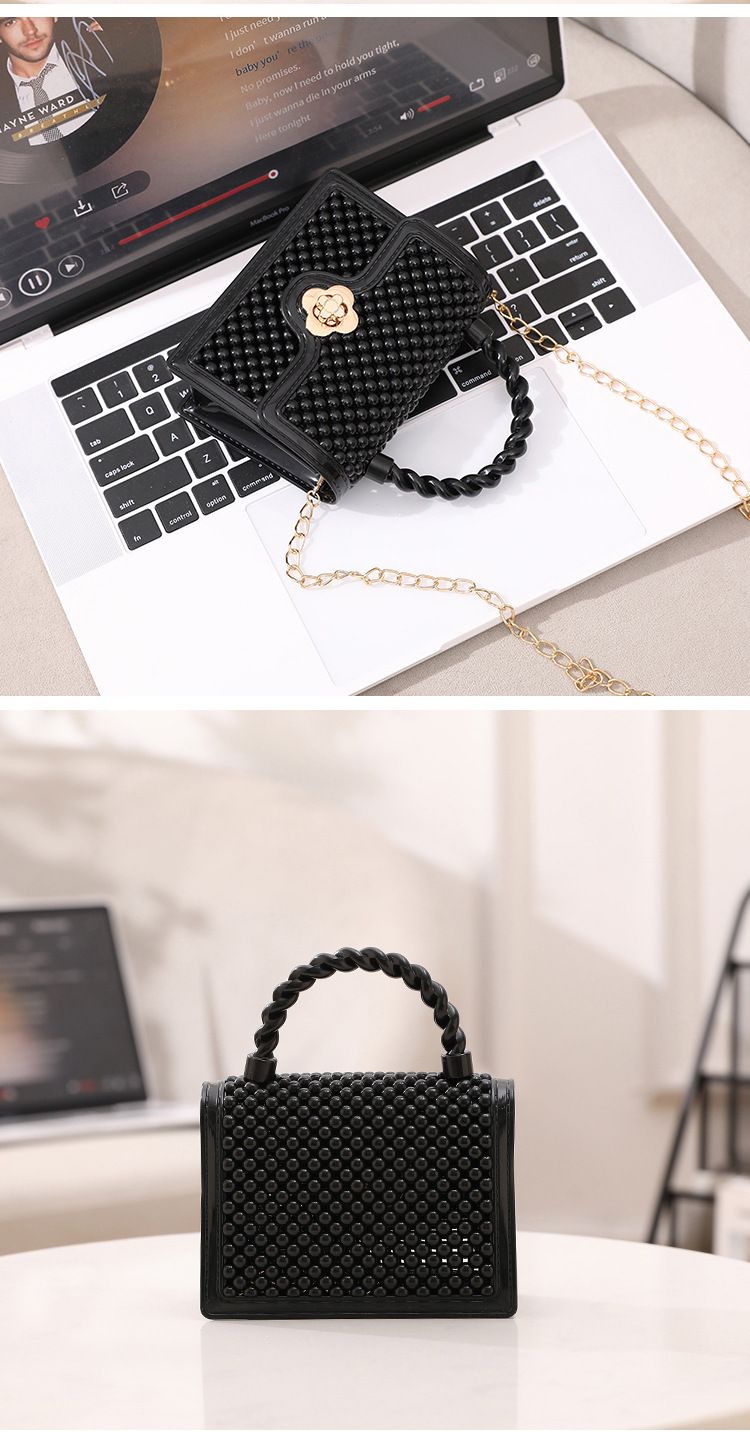 Mini Twisted Håndholdt Jelly Taske Mode Frisk Sød Ensfarvet Kæde Crossbody Skulder Læbestift Taske_voghion.com