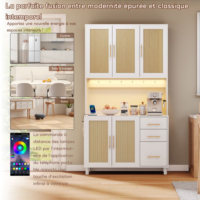 Cucina 183cm con app illuminate a LED, USB, steckdosen, 3 Schubladen_voghion.com