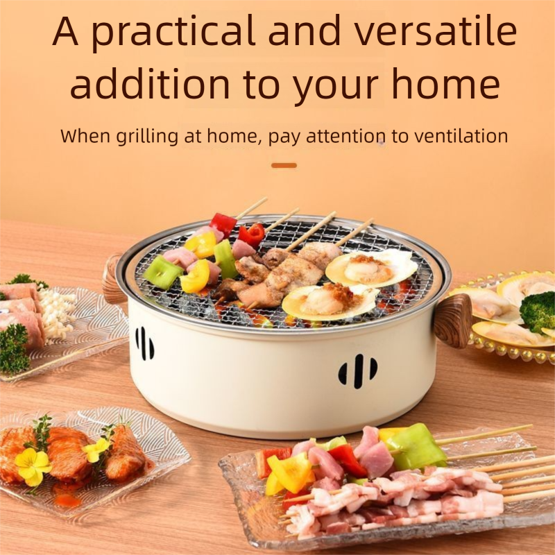 Barbecue per famiglie all'aperto, rotondo, in stile giapponese, portatile, set completo per preparare il tè, barbecue, griglia, buono_voghion.com