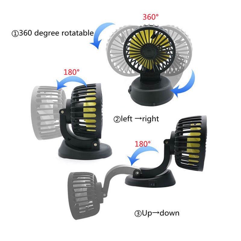 12V 24V Auto-Elektrolüfter Kühler mit zwei Geschwindigkeitsregelungen Auto-Luftkühlung 360 Grad einstellbare Auto-Klimaanlage Windverstärkte Lüfter_voghion.com