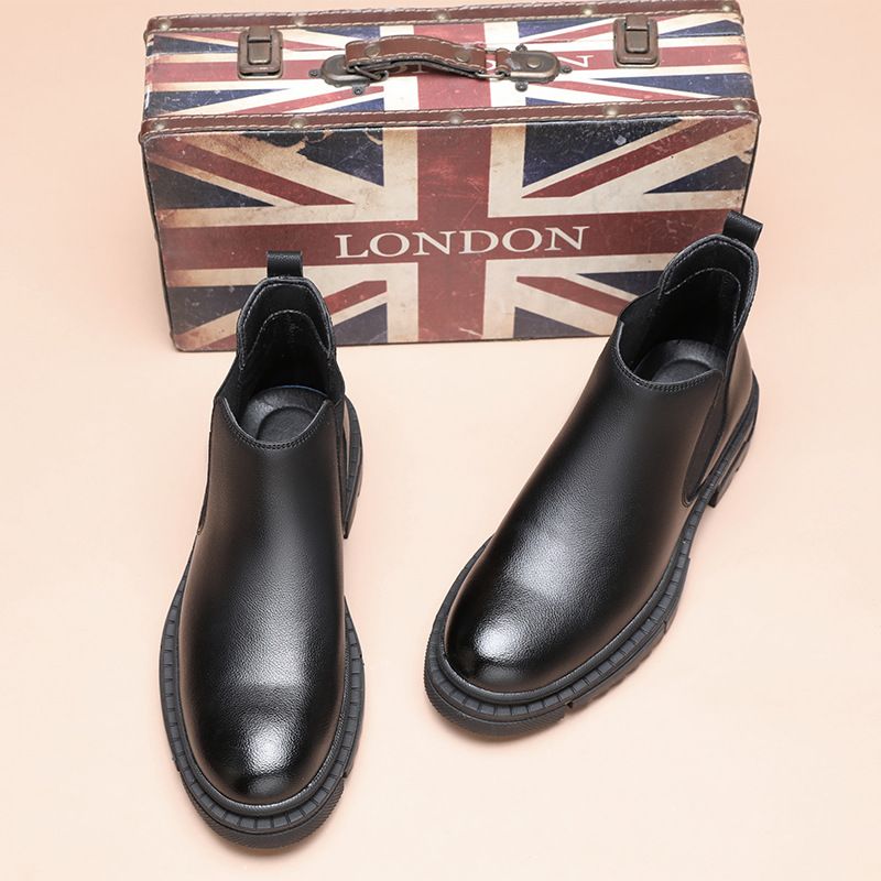 Chelsea Boots Herren Fleece Medium Help One Pedal Cigarette Boots Dickbesohlte Höhensteigernde Martin Boots Low-Top Boots_voghion.com