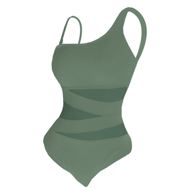 Women's Clothing One Piece Swimsuit Thin Strap Oblique Shoulder Conservative Bikini_voghion.com
