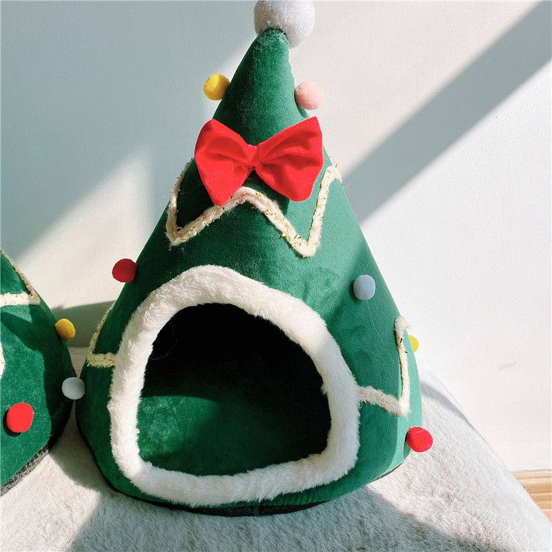 Inverno Caldo Animale Domestico Orsacchiotto Cane Fiocco Yurta Mongola Letto Sensazione Nido Stuoia Albero di Natale Gatto_voghion.com