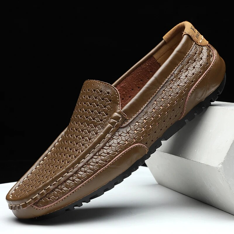 Marca de verão masculina casual macio couro genuíno mocassins mocassins designer italiano respirável deslizamento em sapatos de barco_voghion.com