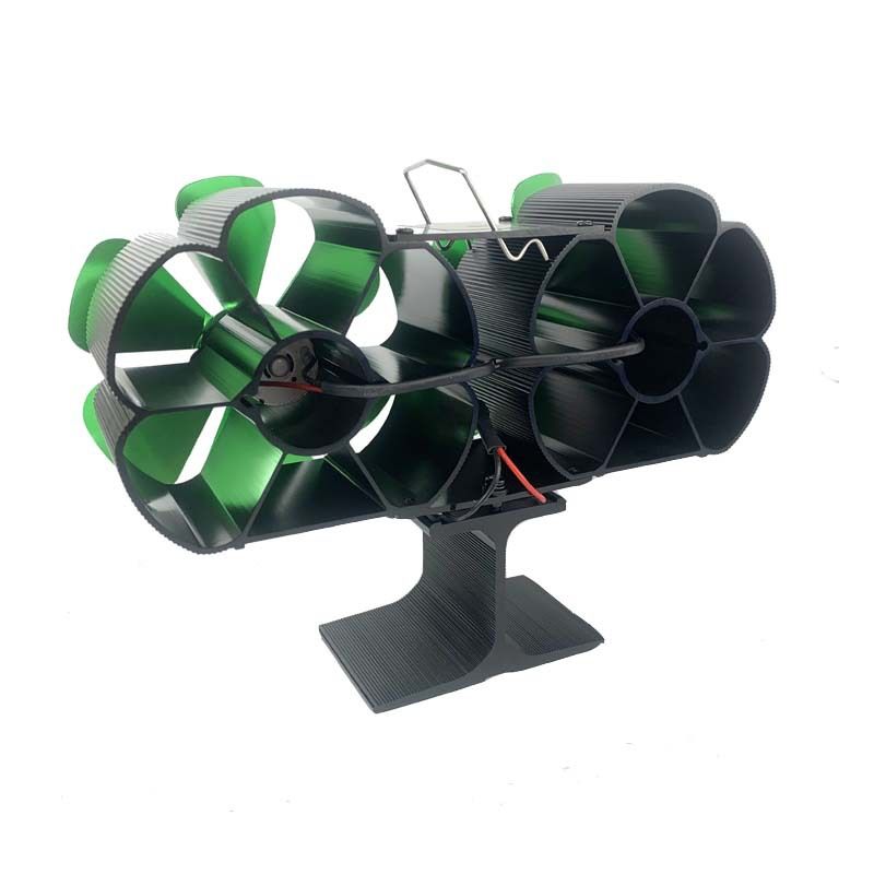 Krbový ventilátor dvouhlavý, květinový, malý, ve tvaru I, 6listý, vitální, zelený, bez spotřeby energie, bez hluku, LT382_voghion.com