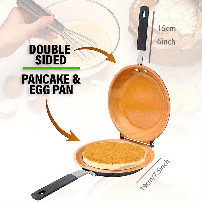 Double Sided Folding Non Stick Frying Pan, Breakfast Pan, Waffle And Cake Frying Pan, Kitchen Tools, New Kitchen Accessories_voghion.com
