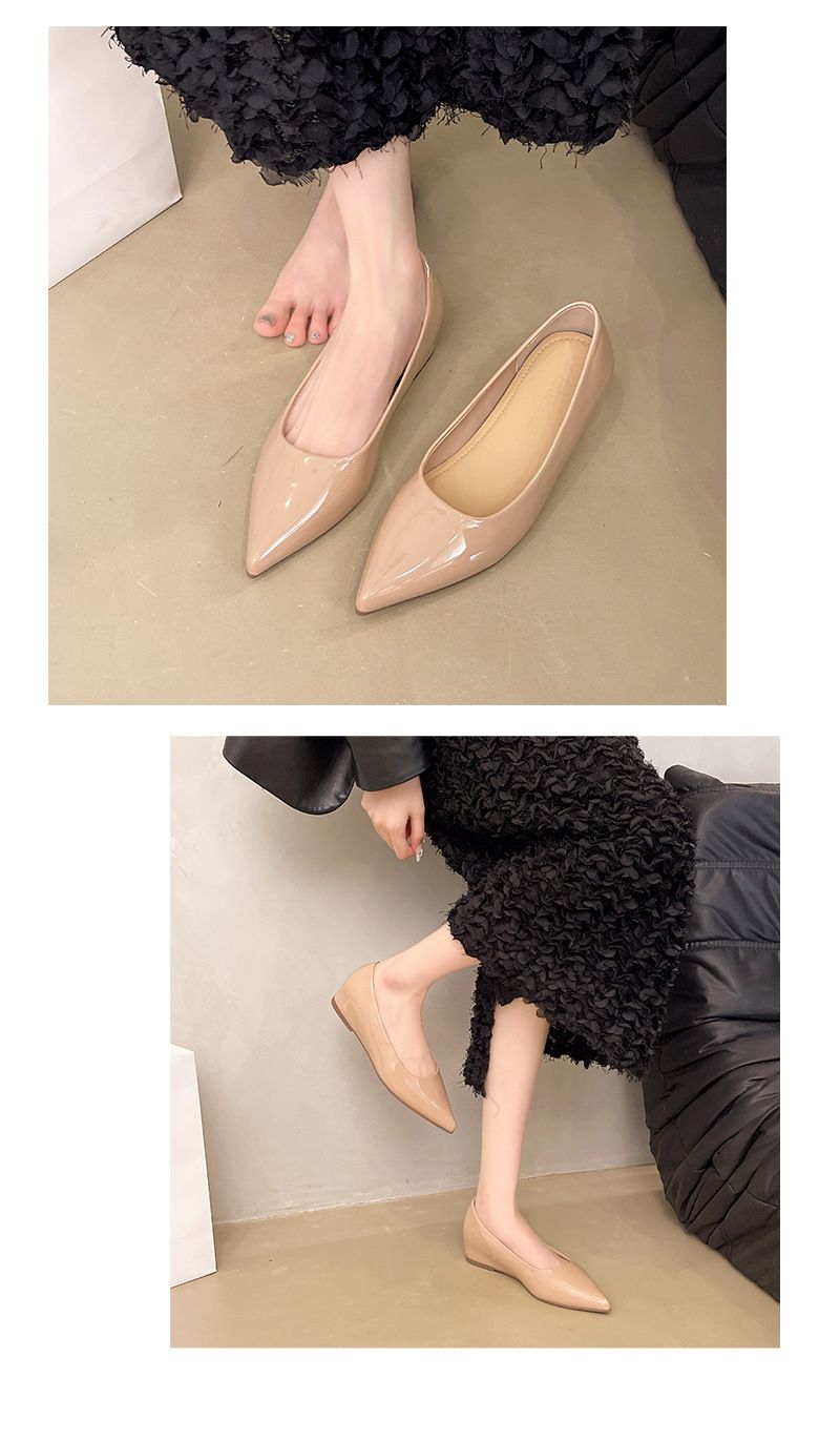 Scarpe basse a punta con aumento dell'altezza interna, scarpe da donna leggere, scarpe versatili da pendolare, primavera e autunno francesi_voghion.com