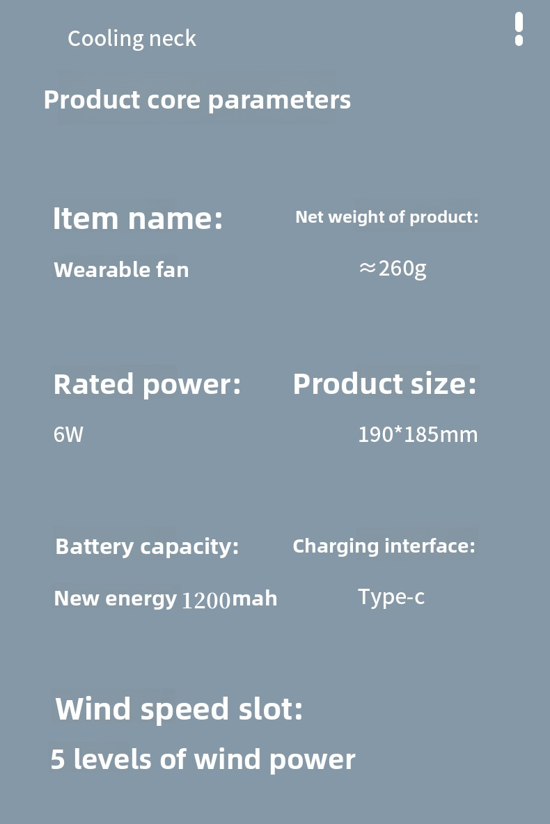 Portable Mini Neckband USB Charging 1200mAh Long Endurance Fan, Digital Display, Turbocharged Cooling Bladeless Fan_voghion.com
