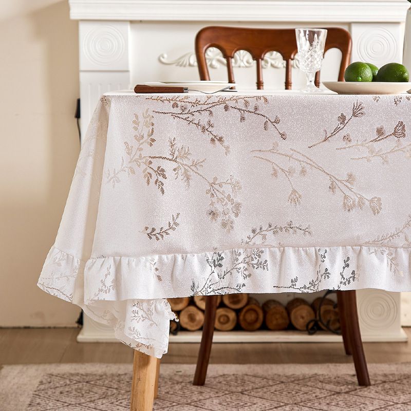 Tovaglia in pizzo lavanda – Copritavolo rettangolare in poliestere con bordo smerlato, resistente al calore e antiscivolo, stile rustico_voghion.com
