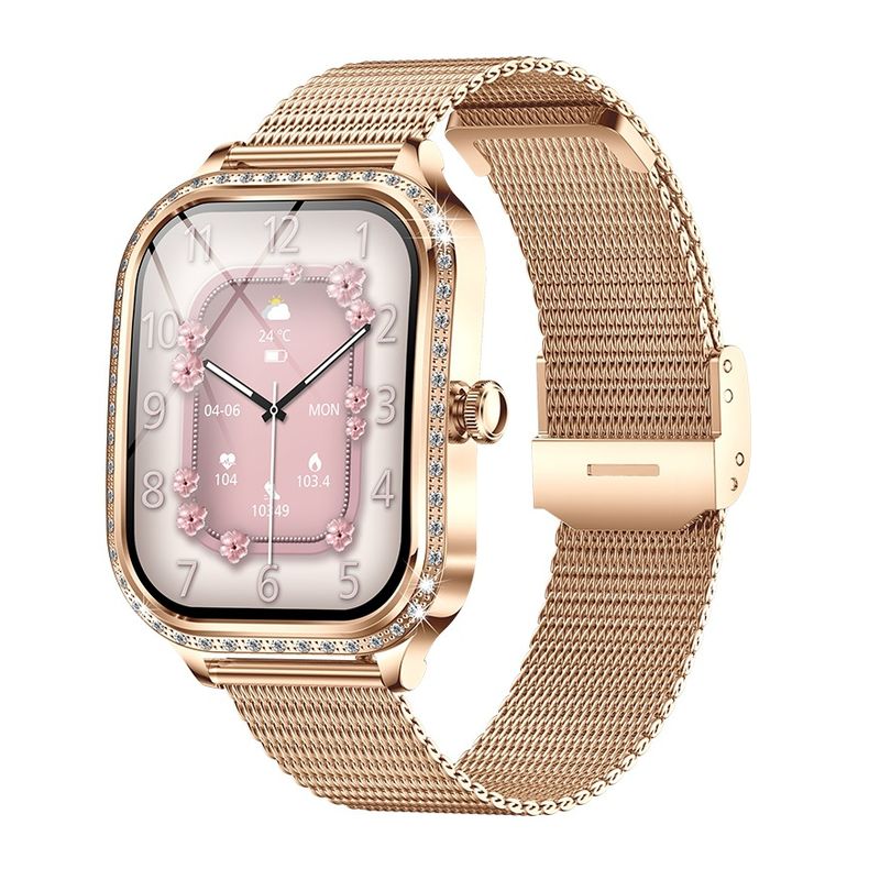 Montre connectée transfrontalière pour femmes 2024 : fréquence cardiaque, pression artérielle, saturation en oxygène, mode portable, appels, Bluetooth_voghion.com