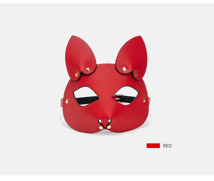 Maschera in pelle BLACKWOLF per gatti, BDSM, benda sull'occhio, coniglietto, giocattoli intimi, donne, adulti, maschere di Halloween per feste in maschera_voghion.com