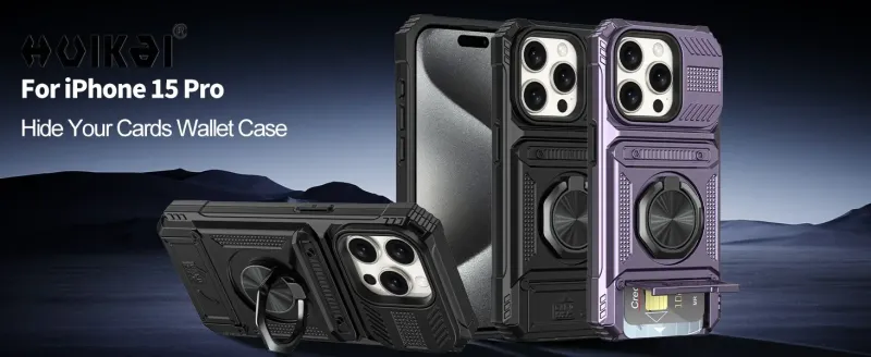 Hülle für iPhone 16 15 Pro Max 14 Kartenhalter Magnetischer gedrehter Ring Kickstand Layer Schwere stoßfeste Brieftaschenabdeckungen_voghion.com