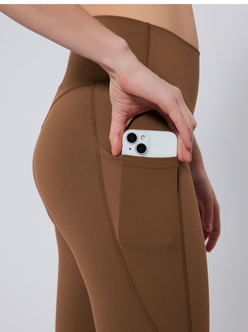 Hochtaillierte, pfirsichfarbene Yoga-Hose mit Bauchkontrolle, eng anliegend für Sport, Laufen und Fitness – ideal für Damen_voghion.com