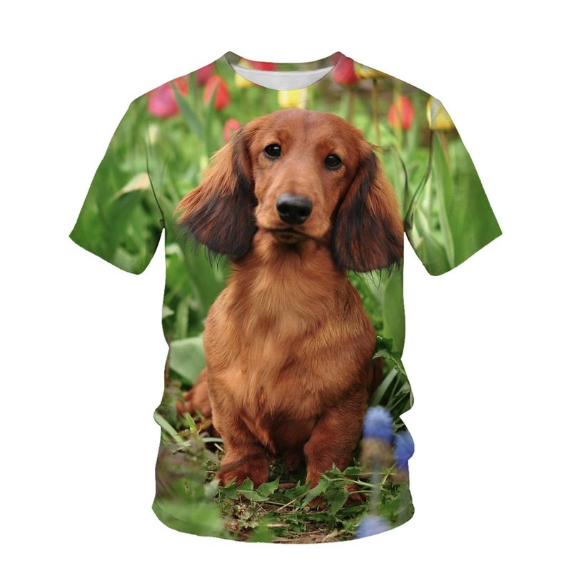 Maglietta estiva con stampa digitale 3D, per uomo e donna, con scollo rotondo, per cani da compagnia_voghion.com
