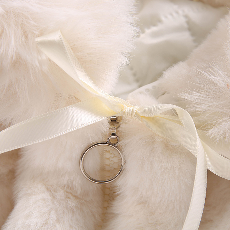 Kinderbekleidung Mädchen Herbst- und Winterpelzmantel Kinderimitationspelz Großer Pelzkragen Pelzball mit dickem Clip Baumwollmantel Flut_voghion.com