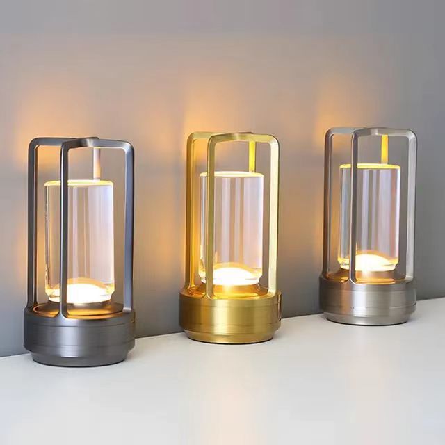 Toque USB recarregável decoração criativa acampamento cama lâmpada noite luz escurecimento_voghion.com
