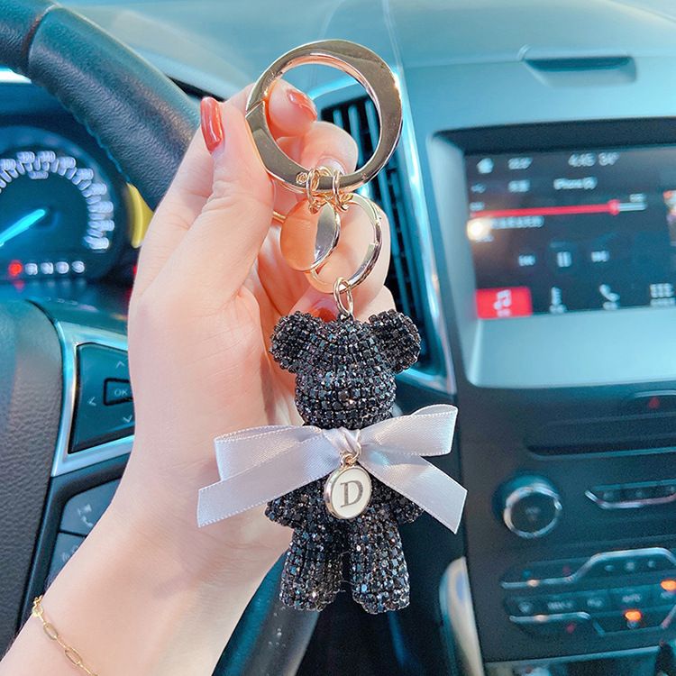 Taschenteile & Zubehör Mode Volldiamant Medium Violent Bear Auto Schlüsselanhänger Kreativer Buchstabe Große runde Schnalle Schlüsselanhänger Tasche Anhänger Puppe Weiblich_voghion.com